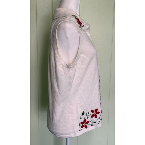 Mercer Studio Street Women's Ugly Christmas Sweater Vest Beaded Red Poinsettia L - Picture 4 of 5